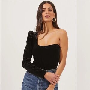 EUC ASTR The Label Black Velvet Bodysuit